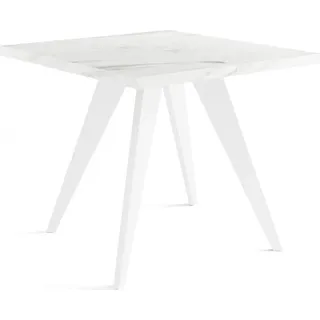 WFL GROUP Esstisch Quadro in Weißer Marmoroptik 100-150 cm - Industrial Esszimmertisch mit Weißen Holzbeinen für 4-6 Personen -... - Weiß