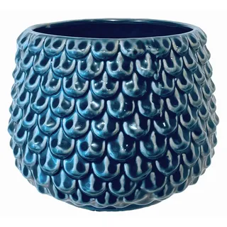 Nordring Retro Übertopf Vintage Pflanztopf für Zimmerplanzen Blumentopf Pino M (13,5 cm ø), petrol, Keramik