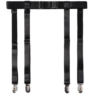 Moon Wood Damen Strumpfhalter Nylon Strapsgürtel Verstellbar Elastisch mit 4 Metall-Clips strapse Strapsgürtel für Oberschenkel Strümpfe