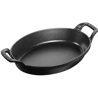 Staub Specialities Ofenform 24 cm, oval, Schwarz, Gusseisen,