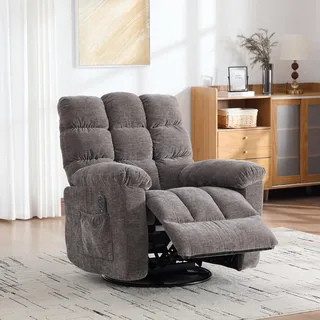 Elektrischer 360° drehbarer Relaxsessel, Grau, mit, massage-, und, wärmefunktion - Grau