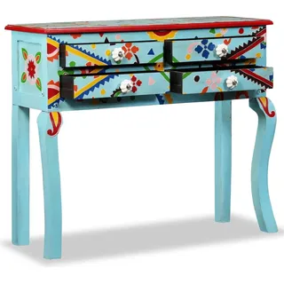 vidaXL Konsolentisch Massivholz Mango Blau Handbemalt
