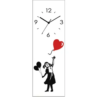 ARTland Glasuhr Silhouette Mädchen Ballon Herz 20,0 cm 60x20 schwarz