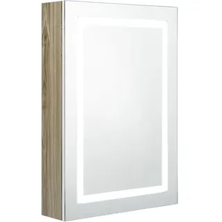 vidaXL LED-Spiegelschrank fürs Bad Weiß und Eichen-Optik 50x13x70 cm - Weiß