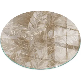 Blatt mit subtilen Mustern – Glasbodenplatte für – Kaminofen – Kaminplatte Glas – Schutzglas – Funkenschutzplatte –Glasbodenplatte Feuerfeste – Hitzeschutzplatte – Bodenschutz aus Glas – fi 50cm