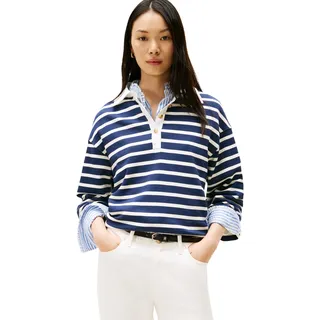 Tommy Hilfiger Gold Button Rugby Terry Sweatshirt Gestreift Mehrfarbig S