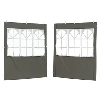vidaXL Partyzelt-Seitenteil 2 Stk. 200 x 195 cm Anthrazit PE und Stahl - Grau