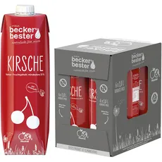beckers bester Kirsche - 6er Pack - Kirschnektar - mit Direktsaft - Co2-neutral hergestellt - Vegan - Ohne Konservierungsmittel - Ohne Gentechnik - Laktosefrei - (6 x 1000 ml)