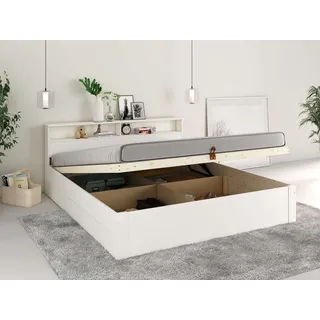 Home Affaire »MAREILLES, Bett, Made in Europe, FSC® zertifiziertes Massivholz« 140x200cm und 180x200cm, Massivholz, Hebemechanismus, Stauraum im Kopfteil und unter dem Bett, weiß