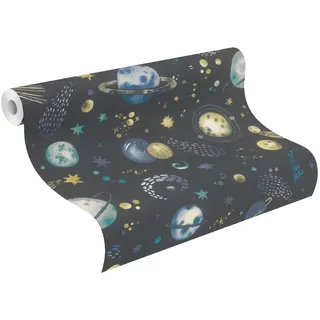 Rasch Kindertapete uni glatt, blau