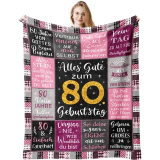 Jinmaple 80 Geburtstag, 80 Geburtstag Deko, Geschenk 80. Geburtstag Frau, 80 Geburtstag Geschenke Frauen, Geschenke zum 80.Geburtstag, Geschenke zum 80 Geburtstag Frau Decke 200x150CM