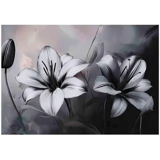 Wallarena Fototapete 3D Effekt Blumen Schwarz Weiß 150x105 , Papier , Baum/Pflanze/Natur , Rechteckig , 150x105 cm , FSC 100% ,