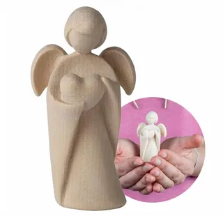 4betterdays.com NATURlich leben! Klassischer Schutzengel aus Zirbenholz - mit Herz - Höhe 9cm - Geschenk zur Kommunion & vielen Anlässen - Deko Holz - Handwerk aus Südtirol