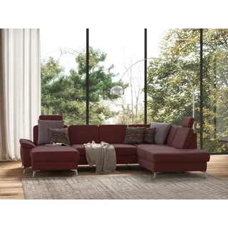 sit&more Wohnlandschaft »Padua U-Form« inklusive Sitztiefenverstellung, Armteilfunktion und Federkern, rot