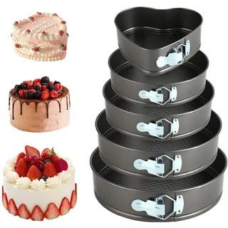 Springform Kuchenform - Backform Rund Stahl - Tortenform 20/22/24/26/28 cm - Backform Antihaftbeschichtet, Auslaufsicher, Abnehmbarer Boden, für Kuchen, Torten, Pizza und Quiches (Schwarz)