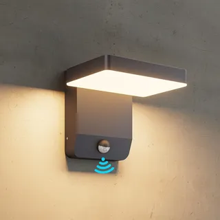 K-Bright 20W Aussenleuchte Mit Bewegungsmelder Anthrazit RAL 7016 | 3000K Warmes Licht aussenlampe mit bewegungsmelder, IP65 Waterproof Wandleuchte für Balkon, Garten, Garage, Wege und Haustür