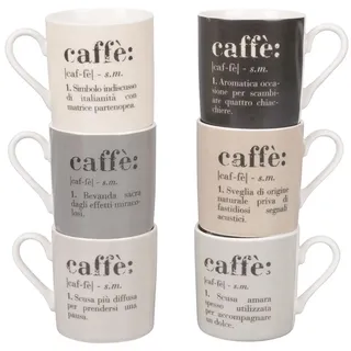 Villa d'Este Home Tivoli 5906603 Victionary Classic Set 6 Kaffeetassen aus New Bone China 90 ml