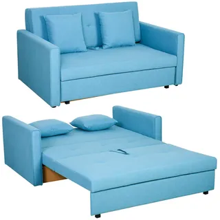 Homcom Schlafsofa mit Bettfunktion, Polstersofa mit Stauraum, Rückenkissen, Schlafcouch für Wohnzimmer, Polyester, Holz,