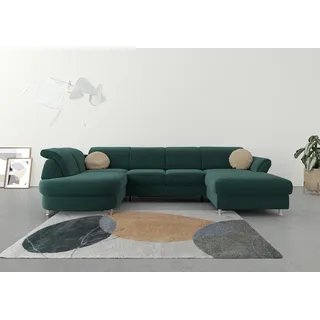 sit&more Wohnlandschaft »Apulia U-Form« wahlweise Bettfunktion, Bettkasten und Kopf- und Armteilverstellung, grün
