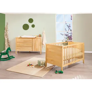 Pinolino Babyzimmer , Buchefarben , Holz , Buche , massiv , 3 Schubladen , zum Juniorbett umbaubar, höhenverstellbar, Sprossen mit Normabstand, Aufbauanleitung im Karton, Lattenrost inklusive, Schlupfsprossen , Babymöbel & Kindermöbel, Babyzimmer, Babyzimmer-Serien