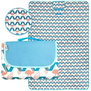 Picknickdecke im Flamingo Design , Kunststoff , 190x199 cm , Heimtextilien, Kopfpolster & Bettdecken, Bettdecken, Sommerdecken