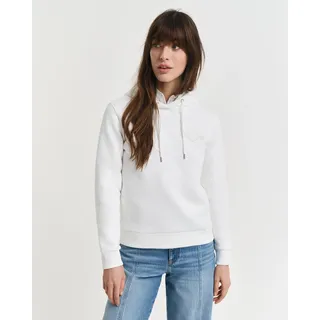 Hoodie GANT "REG TONAL SHIELD HOODIE", Damen, Gr. XL, grau (eggshell), Sweatware, Obermaterial: 78% Baumwolle, 22% Polyester, regular fit hüftlang, Rippbündchen, Sweatshirts Hoodie, Ton in Ton Stickerei, Rippbündchen