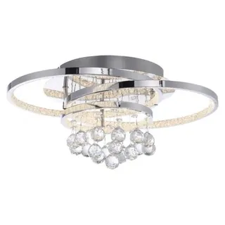 Paul Neuhaus LED Deckenleuchte Kristall dimmbar per Wandschalter, dekorativ chrom Wohnzimmer, Flur, Schlafzimmer - Silber
