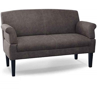 CAVADORE 2-Sitzer Küchensofa Malm, Sitzbank für Küche oder Esszimmer in Lederoptik, Inkl. Armteilverstellung, Federkern und moderner Kontrastnaht, 152 x 97 x 78, Mikrofaser: grau