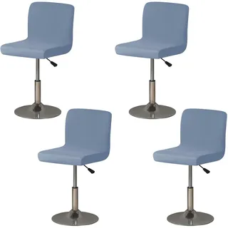 4 Stück Waschbarer Bar Stuhlhussen, Stuhlhussen Mit Rückenlehnenbezug, Barhocker Bezüge Für Kurzen,Bezüge Barstuhlbezug, Unsichtbares Elastisches Banddesign An Der Unterseite, Rutschfest (Grau blau)