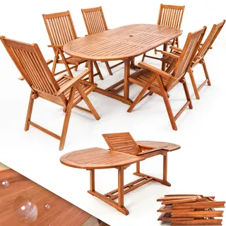 CASARIA® Gartentisch-Set FSC®-Zertifiziert 6-Personen - Braun