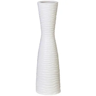 Bodenvase , Weiß , Keramik , konisch , 16x77x16 cm , auch für frische Blumen geeignet , Dekoration, Vasen, Bodenvasen