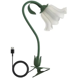 kaixunl klemmlampe Acryl Lampenschirm Blume Tischlampe usb nachttischlampe Grüne Metall Leselampe Frei Drehbar table lamp Mit Dreifarbigem Licht, Für Schlafzimmer Wohnzimmer Arbeitszimmer Büro