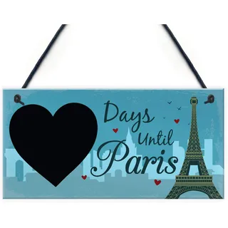 RED OCEAN Kreidetafel Urlaub Countdown to Paris Hängeschild Zubehör Best Friend Geburtstag Geschenktafel