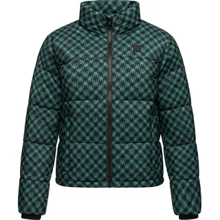 Ragwear Winterjacke "Winterjacke Serah Print" ohne Kapuze wasserdichte Winter Steppjacke mit Hahnentritt Muster, ocean grün