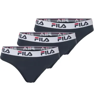 Brasilslip FILA "WOMAN BRAZILIAN SLIP", Damen, Gr. S, blau (navy), Obermaterial: 95% Baumwolle, 5% Elasthan, unifarben, körpernah, Unterhosen Brasilslip, mit elastischem Logobund
