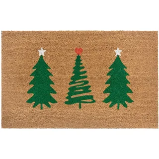 HANSE Home Fußmatte »Mix Mats Kokos Decorated Pine Trees«, rechteckig, 15 mm Höhe, Weihnachten, Schmutzfangmatte, Outdoor, Rutschfest, Innen, Kokosmatte, braun