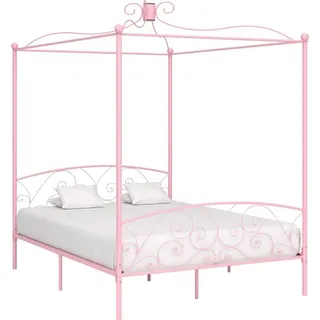 vidaXL Himmelbett Rosa Metall 180x200 cm - Bettgestell - Bettgestelle - Bettrahmen - Bett - Rosa