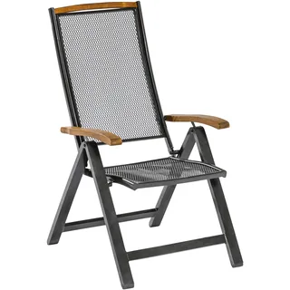 Merxx Gartensessel Tilos, klappbar, verstellbare Rückenlehne - Aluminium mit Akazie - Grau