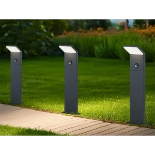 Trio LED Pollerleuchten mit Bewegungsmelder Anthrazit 50cm 3 Stk Wegeleuchte-n Garten - Grau