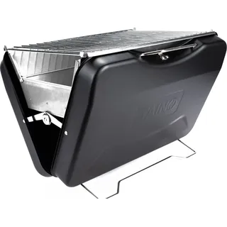 TAINO MOX Holzkohlegrill BBQ Koffergrill Camping-Grill Kohlegrill Retro-Stil klappbar Griller tragbar mobil Schwarz - Schwarz