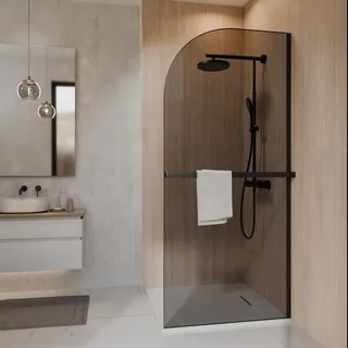 SCHÖNER WOHNEN-Kollektion Walk In YUNA mit Bogen, 90 x 200 cm, Mattschwarz, Grau Anthrazit - Schwarz