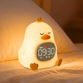Yiliaw Schläfrige Ente Kinderwecker mit Nachtlicht – Schlaftrainer & Aufwachuhr, wiederaufladbare Silikonlampe für Schlafzimmer, Perfekter Schlafbegleiter für Jungen & Mädchen