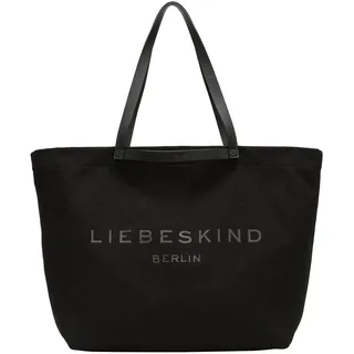 LIEBESKIND Berlin Damen-Shopper „Aurora“ – Große Canvas-Tasche Damen mit Reißverschlussfach und Leder-Schulterriemen – Shopper Bag Women – Passend für Laptops bis 16 Zoll – Light Bag, 01 Black 1