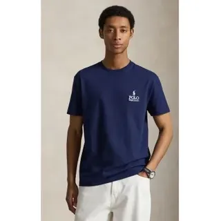 Polo Ralph Lauren für Herren. 710981136009 Klassisches Fit marineblaues Jersey-Strick-T-Shirt (L), Lässig, Baumwolle, Kurzarm