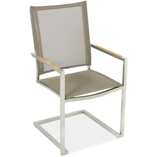 Freischwinger Venus Edelstahl - Batyline taupe Armlehne Teak