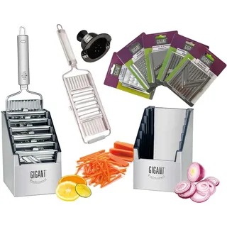 4-fach Gigant Hobel mit Multi-Box 5 Einsätze (Reibe, Julienne,V-Hobel,Waffel,Würfel)