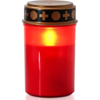 Homemory LED Grabkerze, 7cm x 12,5 cm, Rotes IP44 Wasserdichtes Outdoor Flammenloses Kerzenlicht, Grablicht mit Timer, Batteriebetriebene Grabkerze, Friedhofskerze Grablaterne