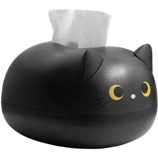 Fenhua Taschentuchbox, Cartoon Katze, Rechteckig, Abnehmbar, Schwarz, ABS-Material, Kompakt