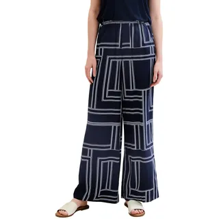 TOM TAILOR Damen Loose Fit Palazzo Hose, navy geometric design, 34/32