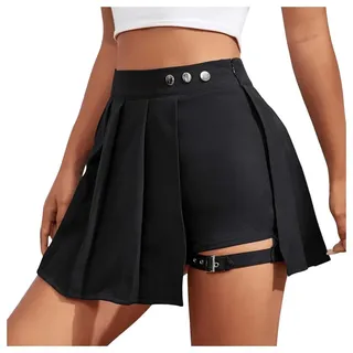 Rave Outfit Damen Festival Techno Mini Rock Mit Hose Drunter Sexy Gothic Minirock Hosenrock Kurz